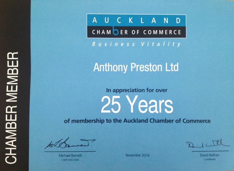 Auckland Chamber Commerce 25 years